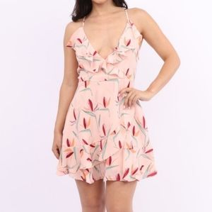 Willy Jay's Pink Tropical Floral Lace-Bk Leah Surplice